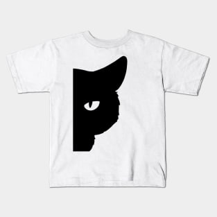 Black Cat Peeking At You Kids T-Shirt